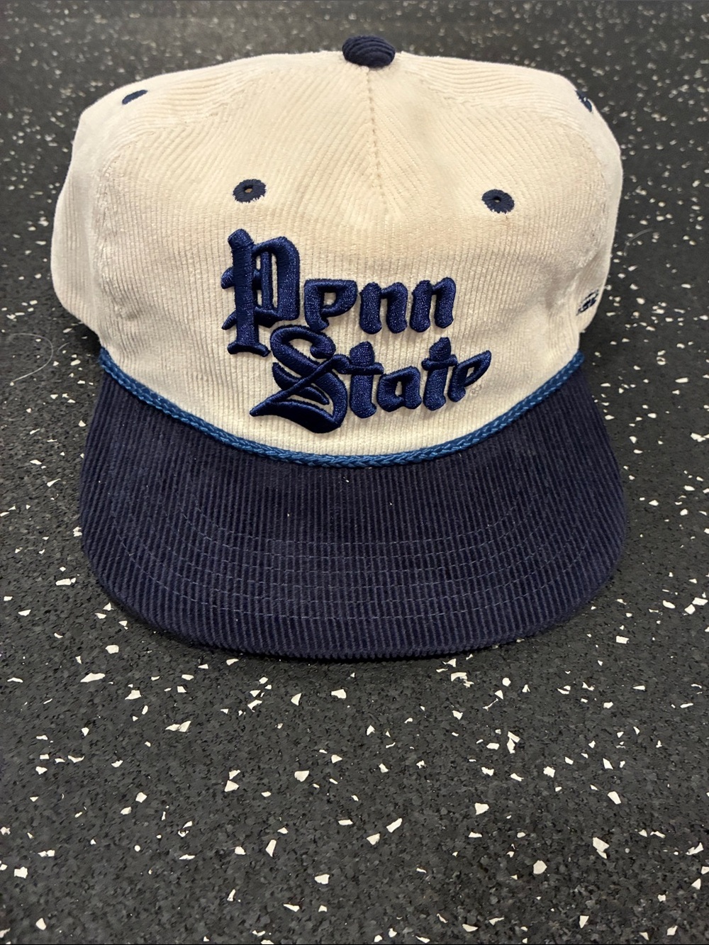Penn State Two-Tone Corduroy Snapback Hat - Navy & Cream